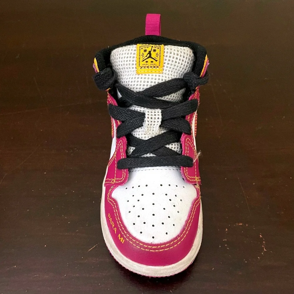 Jordan 1 Mid Dia‎ de los Muertos Familia Fuchsia Gold DC0501-100 Toddler Size 8C